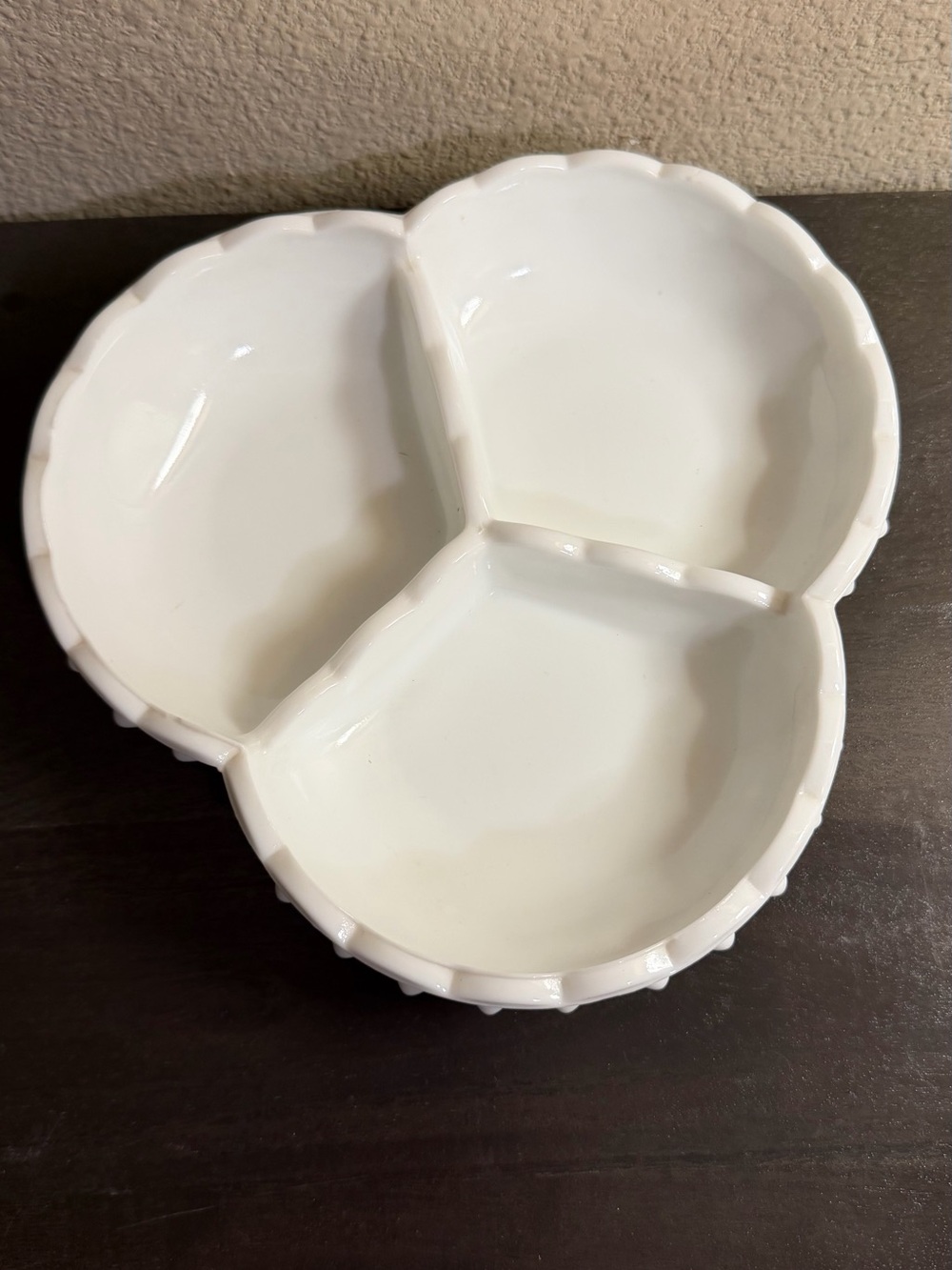 Fenton White Triple-Compartment Ceramic Serving Dish